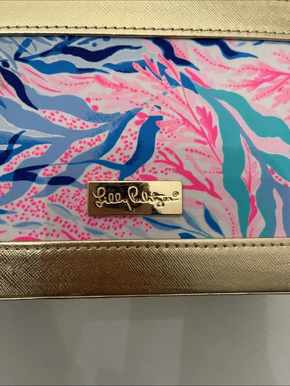 Lilly Pulitzer Gold Multi-Color Cosmetic Train Case